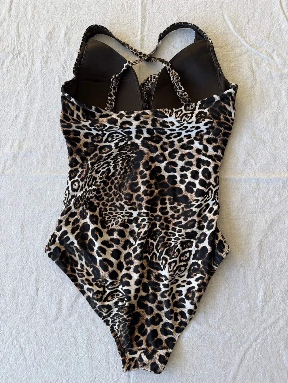 Leopard Print One-Piece Swimsuit - Brown/Black